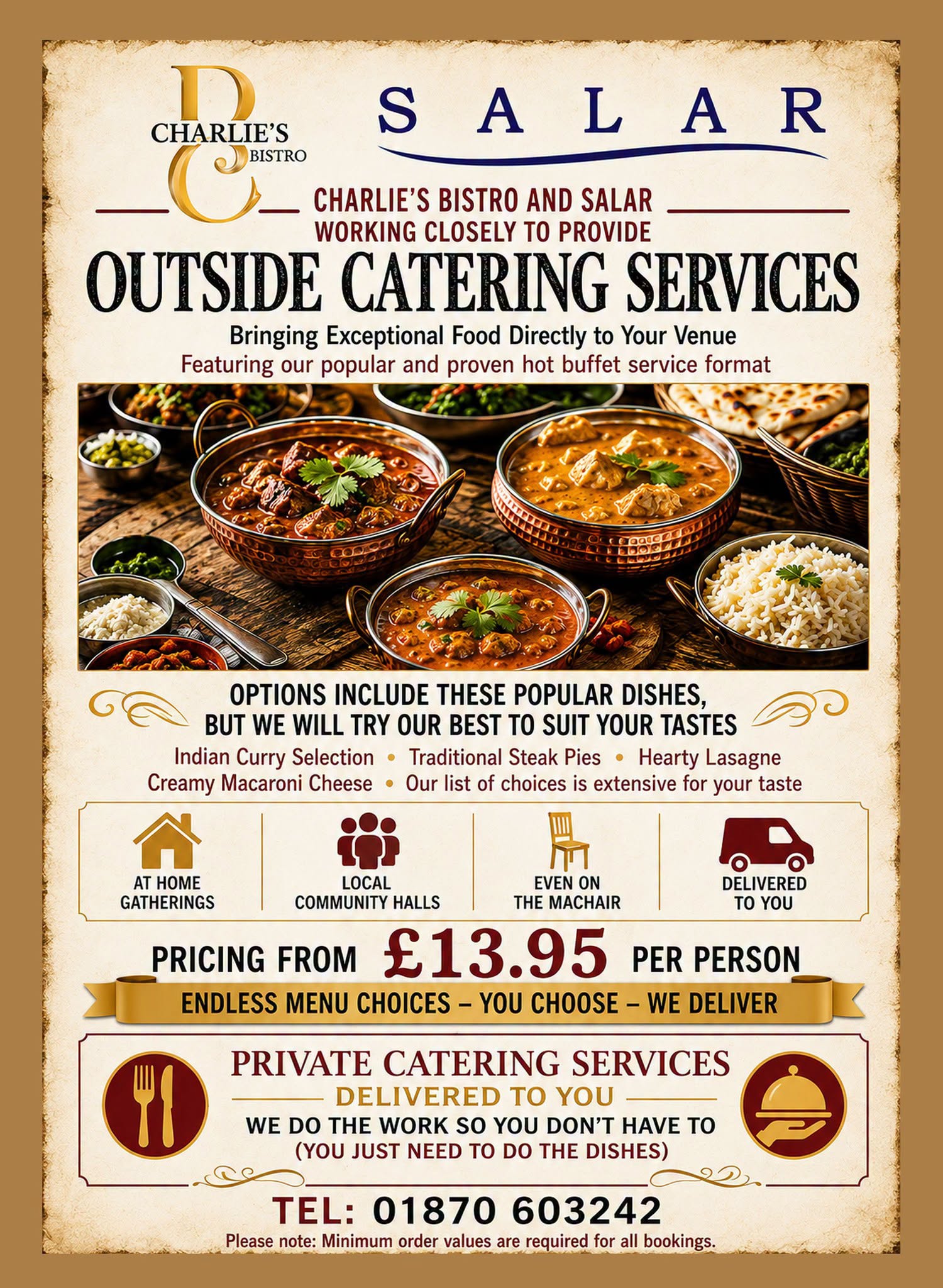 Outside catering services — Charlie’s Bistro