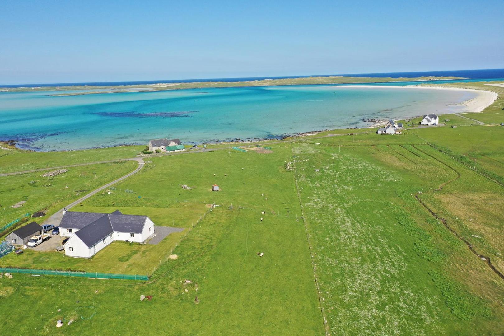 Aerial view towards the sea