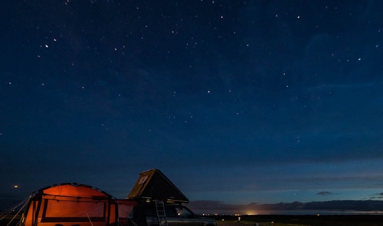Moorcroft Holidays campsite at night