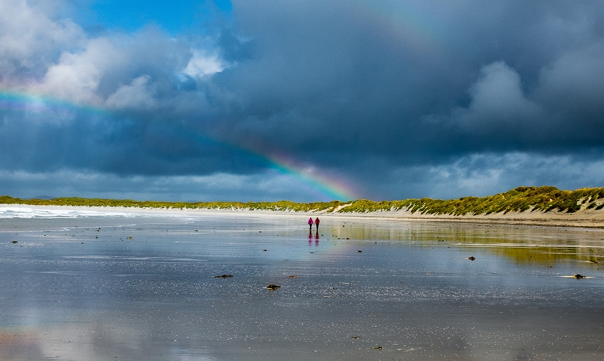 Traigh Iar rainbow. A huge sweeping Hebridean beach, perfect for that early morning walk.