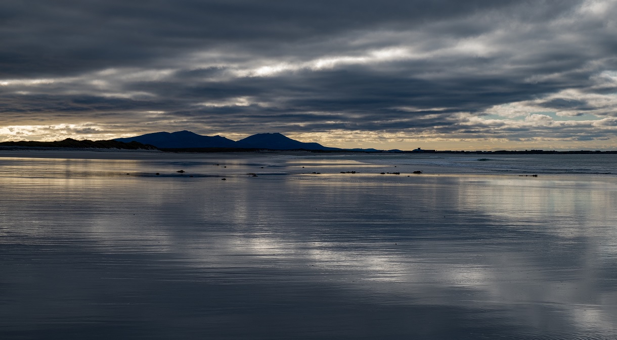 South Uist hills can be seen from the many beaches on the west side of North Uist