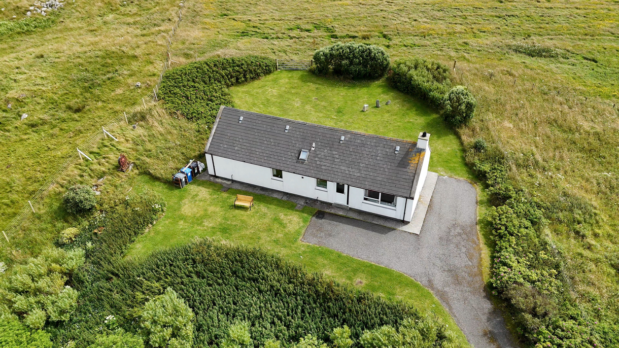 Am Bliochan self catering cottage north uist - aerial image