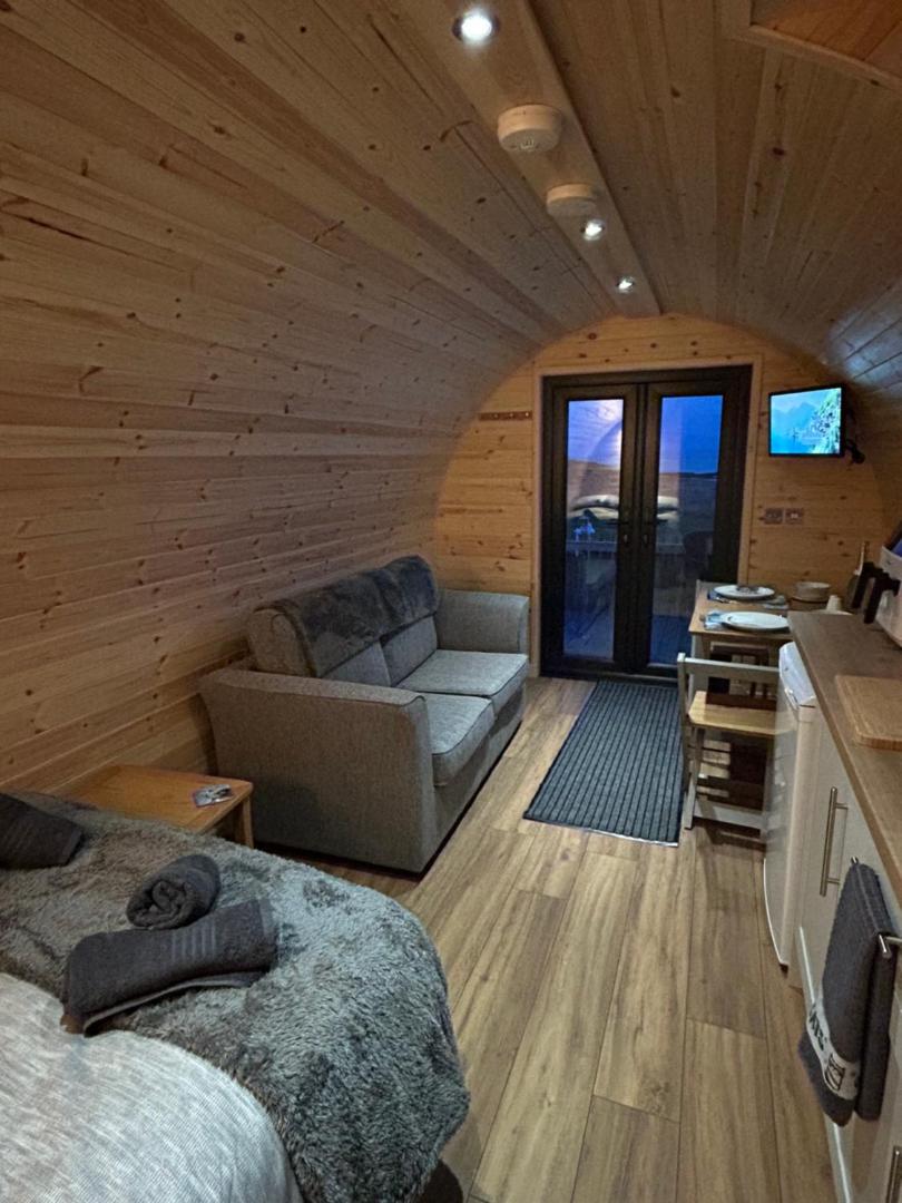 Living space with sofa and TV