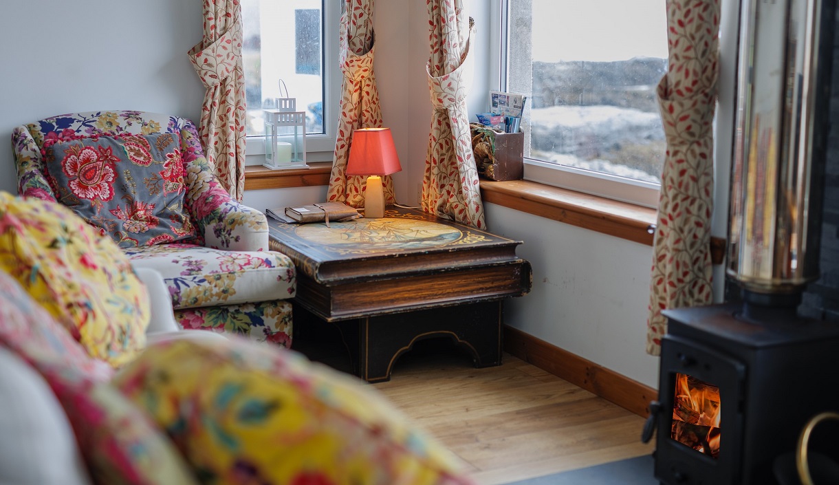 Comfortable cozy sitting room with amazing sea view.
